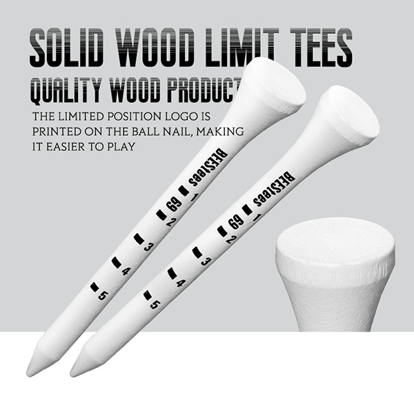 Безплатна проба 42 mm 54 mm 83 mm Персонализирано лого Професионална насипна бяла тениска за голф от дърво (1)