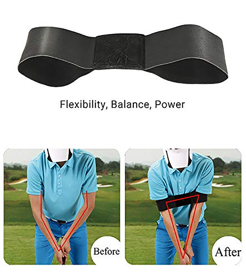 Entrenador de swing de golf eginner Guía de práctica Alineación de xestos Axudas para o adestramento Cinturón de brazo elástico para adestrador de swing correcto (4)